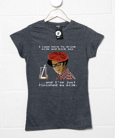 Drink Milk Kick Ass Fitted Womens T-Shirt 8Ball